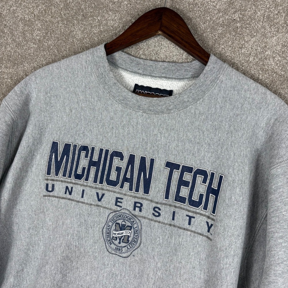Vintage JanSport Michigan Tech University Sweatshirt Gray Crewneck Large